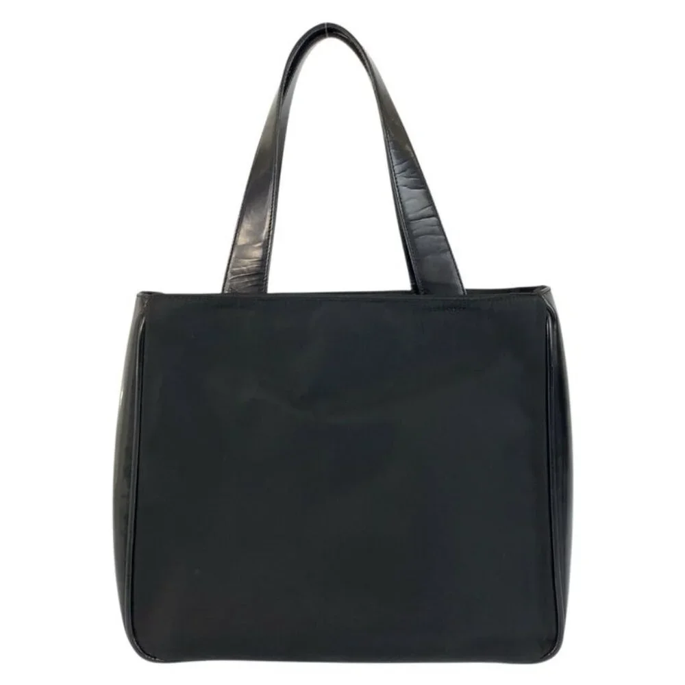 Prada Tessuto Black Silver Nylon Leather Handbag - Picture 2 of 9